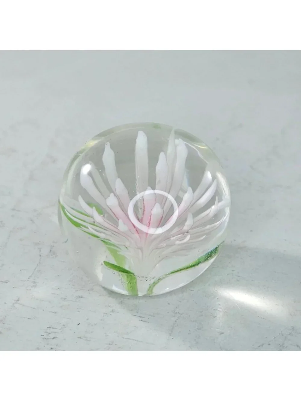 Handmade Glass Flower Paperweight Pink Clover Flower 1.75 Inch Diameter